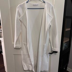 Women's White Open Front Cardigan Anrabess